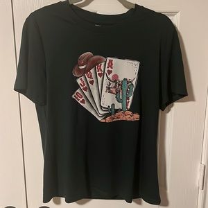 Dark green western playing cards tee never worn